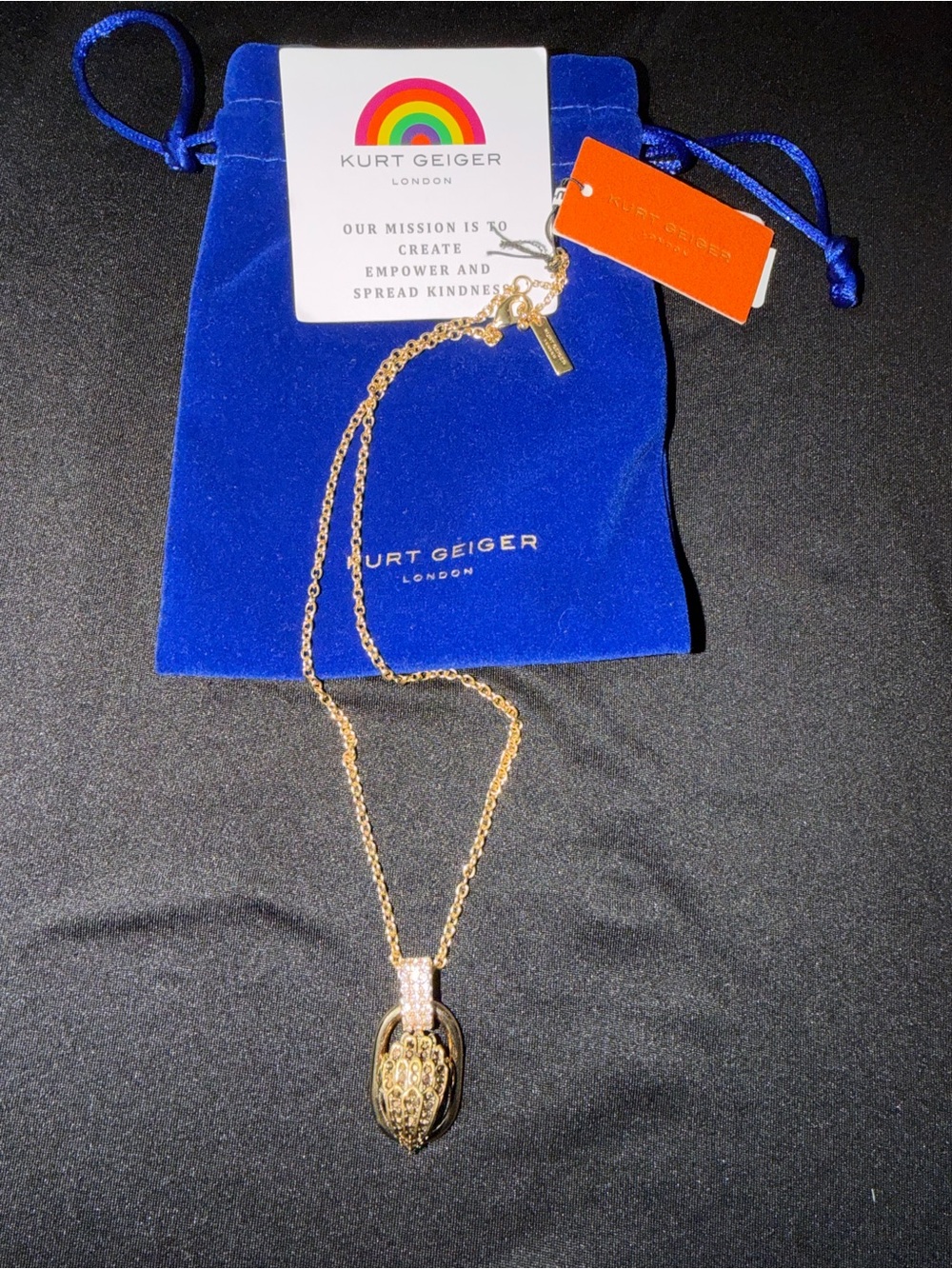 Kurt Geiger Gold-tone Pave Pendant Necklace
